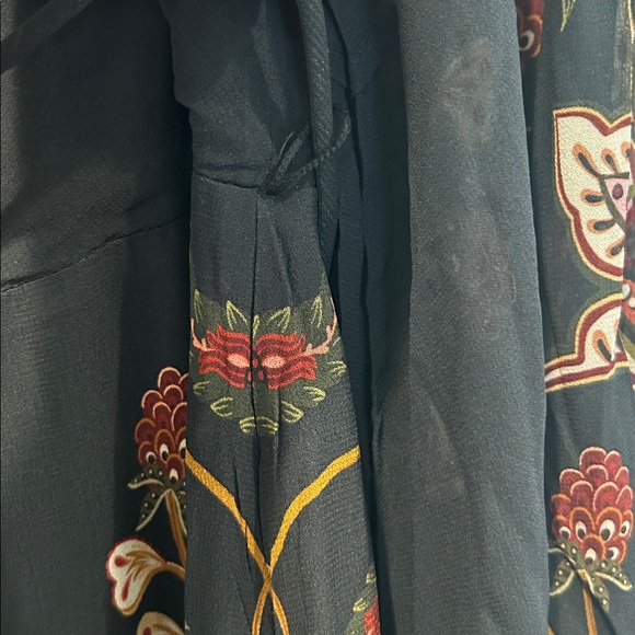 FARM RIO Black Berry Garden Long Sleeve Pleated Maxi Dress - Picture 9 of 16